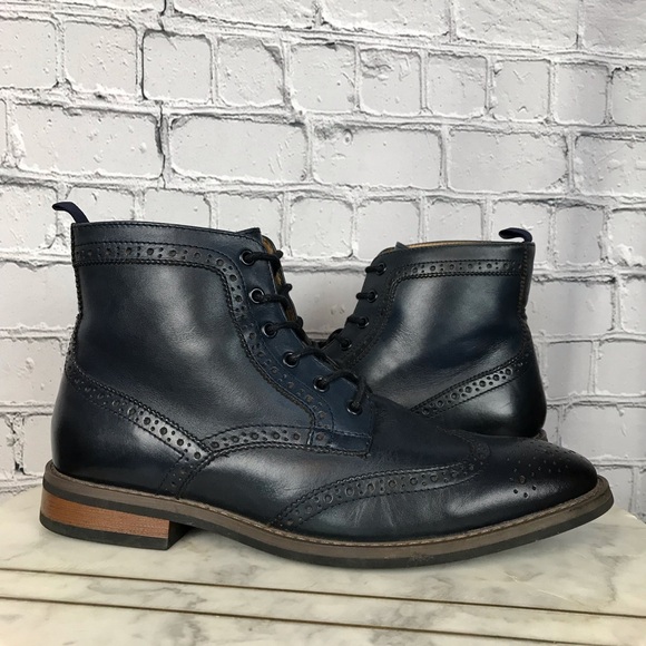 La Milano Patina Collection Mens Leather Blue Oxford Wingtip Boots Size 12 LZ181 - Picture 6 of 13